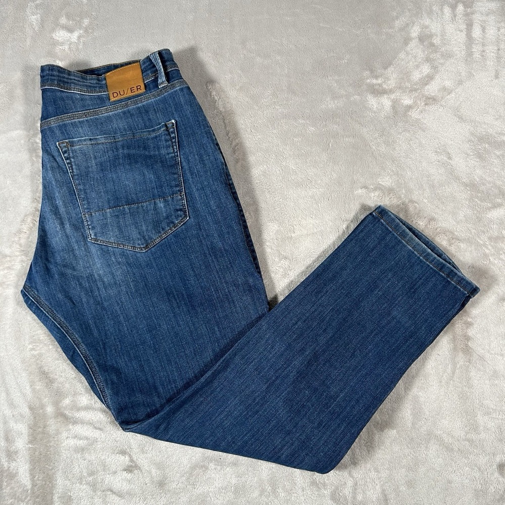 DU/ER L2X Relaxed Taper Jeans Mens 38x30 (36x30) Stretch Performance Denim Dark